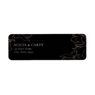 Elegant Black Wedding Return Address Label