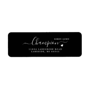 Elegant Black Wedding Return Address Label