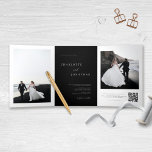 Elegant Black Wedding RSVP Details QR Code Photo Tri-Fold Invitation<br><div class="desc">Elegant Black Wedding RSVP Details QR Code Photo Tri-Fold Invitation</div>
