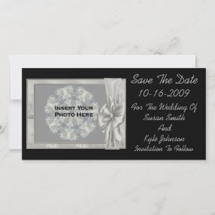 Elegant Black Wedding Save The Date Photo Card