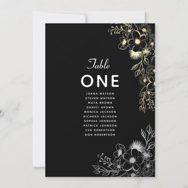 Elegant Black Wedding Seating Chart (Front)