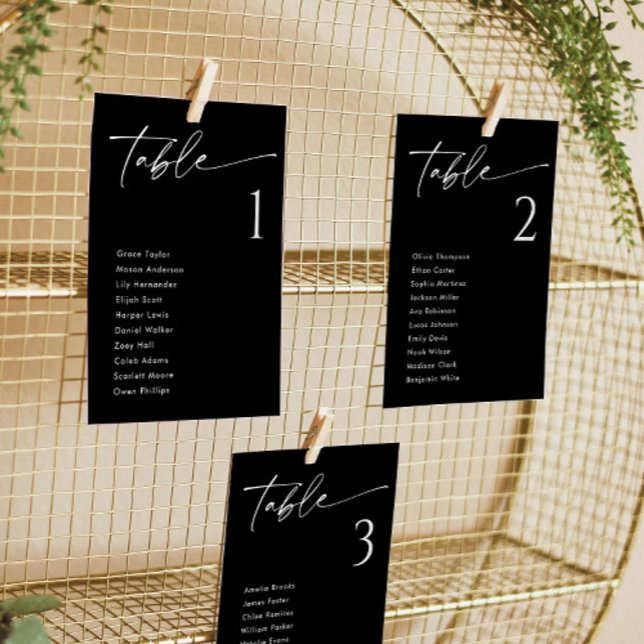 Elegant Black Wedding Seating Chart Cards (Creator Uploaded)