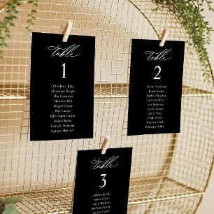 Elegant Black Wedding Seating Chart Cards