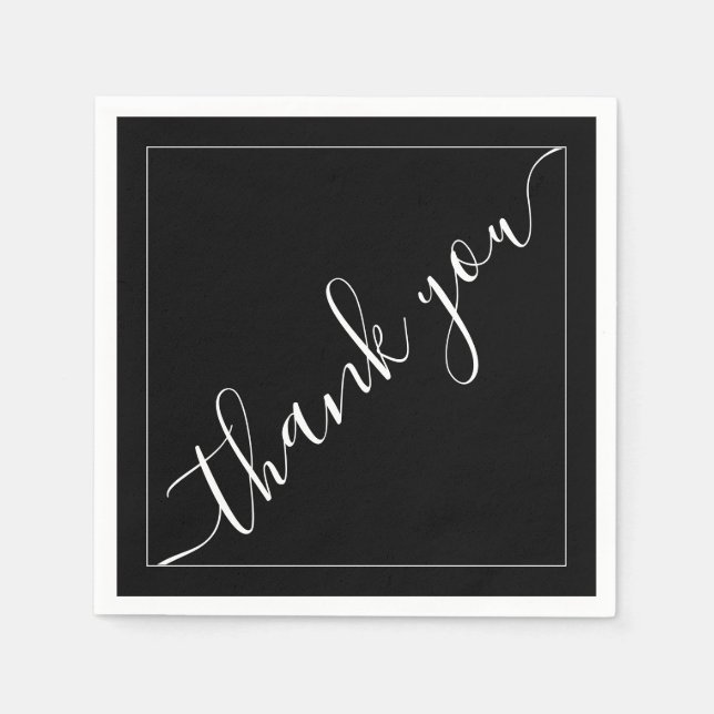 Elegant Black Wedding | Thank You Reception  Napkin (Front)