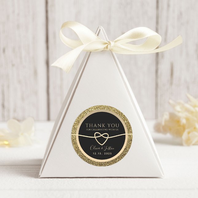 Elegant Black Wedding Thank You Sticker (Creator Uploaded)