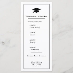 Elegant Black & White 2026 Grad Program Card