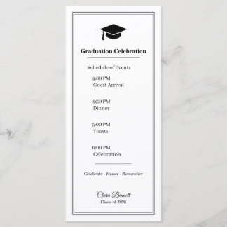 Elegant Black & White 2026 Grad Program Card