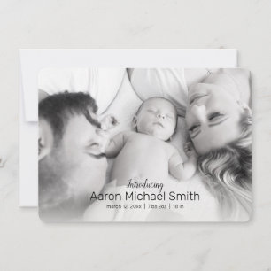 Elegant Black & White 2 Photo Birth Announcement