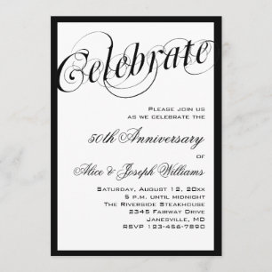 Elegant Black & White 50th Anniversary Invitations