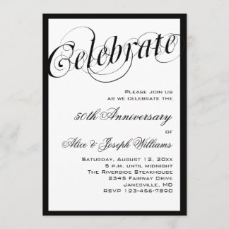 Elegant Black & White 50th Anniversary Invitations
