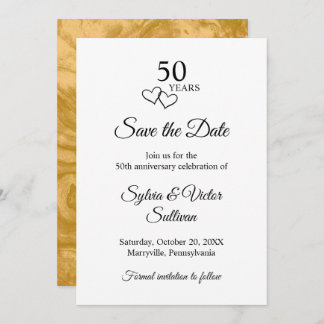 Elegant Black & White 50th Wedding Anniversary Save The Date