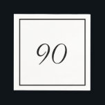 Elegant Black White 90th Birthday Napkin<br><div class="desc">An elegant black and white design with an age on the front of the custom napkin.
Easily change the age for your own custom design.</div>