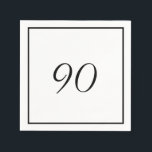 Elegant Black White 90th Birthday Napkin<br><div class="desc">An elegant black and white design with an age on the front of the custom napkin.
Easily change the age for your own custom design.</div>