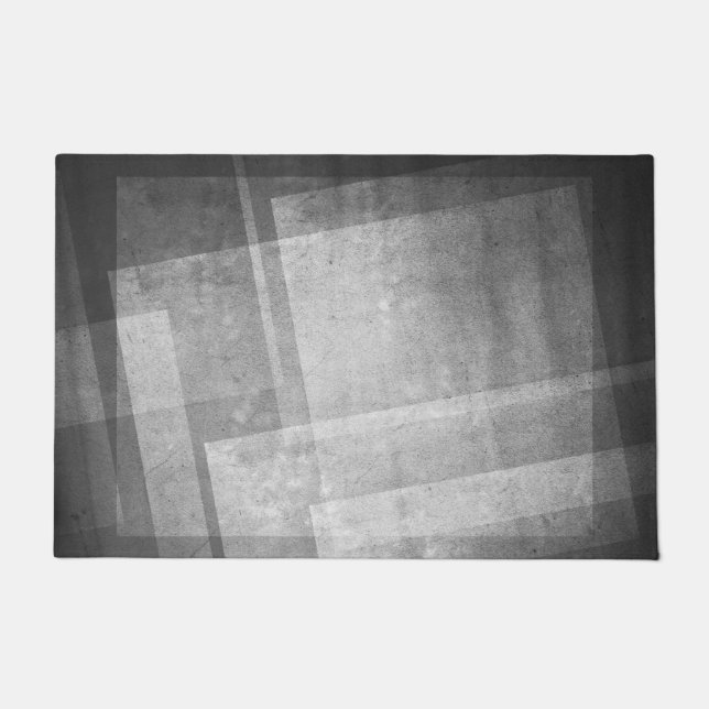 Elegant Black & White Abstract Doormat (Front)