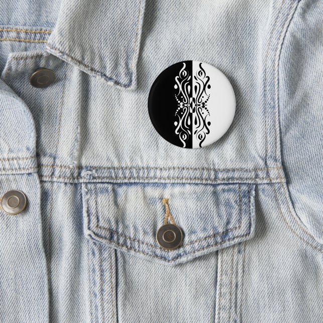 Elegant Black & White Abstract Harlequin Style 6 Cm Round Badge (In Situ)