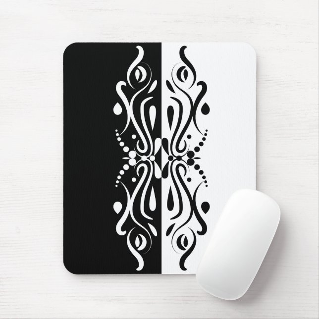 Elegant Black & White Abstract Harlequin Style Mouse Mat (With Mouse)
