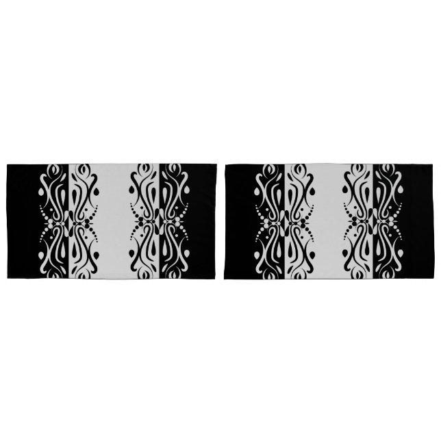 Elegant Black & White Abstract Harlequin Style Pillowcase (Front-Set)