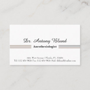 Elegant Black&White Abstract Line Anaesthesiologis Business Card