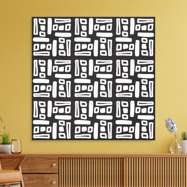 Elegant Black &White Abstract Pattern Canvas Print (Insitu(LivingRoom))