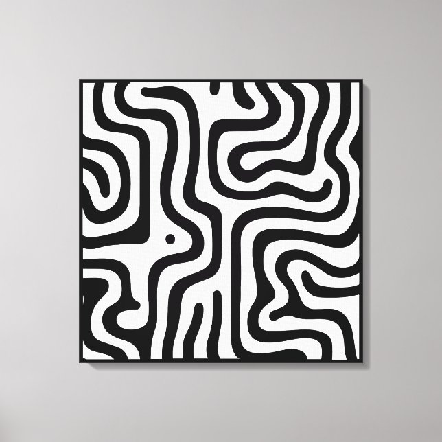 Elegant Black &White Abstract Pattern Canvas Print (Front)