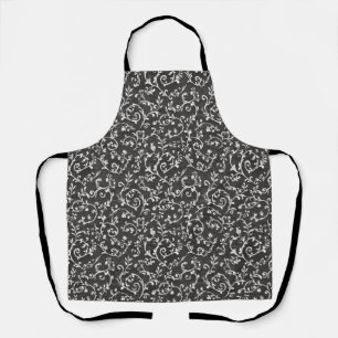 Elegant Black White Abstract Wedding Apron