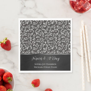 Elegant Black White Abstract Wedding Napkin