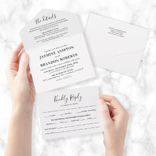 Elegant Black & White All in One Wedding Invite