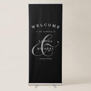 Elegant Black & White Ampersand Wedding Welcome Retractable Banner