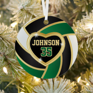 Elegant Black, White and Dark Green 🏐 Volleyball Metal Tree Decoration