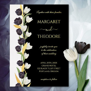 Elegant Black White and Gold Tulip Floral Wedding