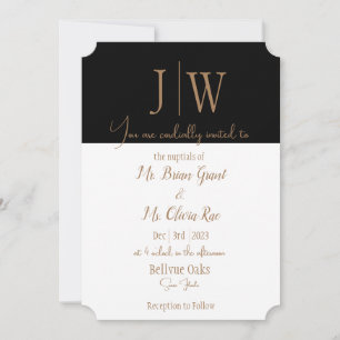 Elegant Black, White, and Gold wedding invitation