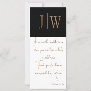 Elegant Black, White, and Gold wedding Thank you 