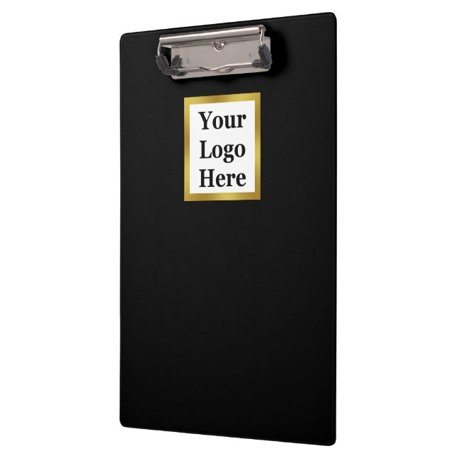 Elegant Black White and Gold Your Logo Here Clipboard (Left)