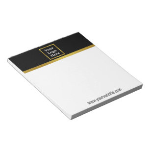 Elegant Black White and Gold Your Logo Here Notepad
