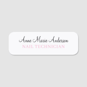 Elegant Black White and Pink Professional Name Tag