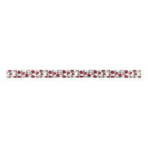 Elegant black,white and red peony preppy classy satin ribbon