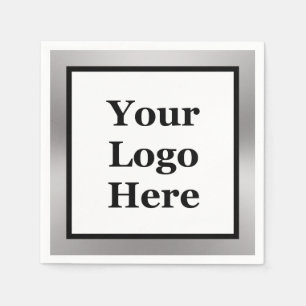Elegant Black White and Silver Your Logo Here Napkin