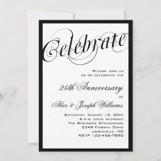 Elegant Black & White Anniversary Party Invitation