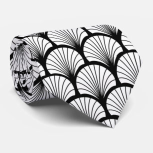 elegant black white art Deco pattern  Tie