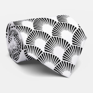 elegant black white art Deco pattern  Tie