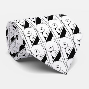 elegant black white art Deco pattern  Tie
