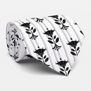 elegant black white art Deco pattern  Tie