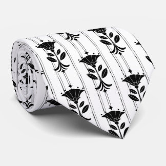 elegant black white art Deco pattern  Tie