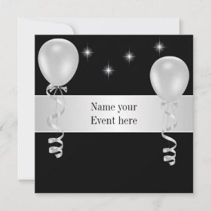 Elegant Black White Balloons Special Event Invitation