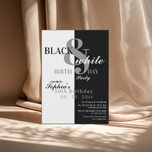 Elegant Black & White Birthday Party Invitation