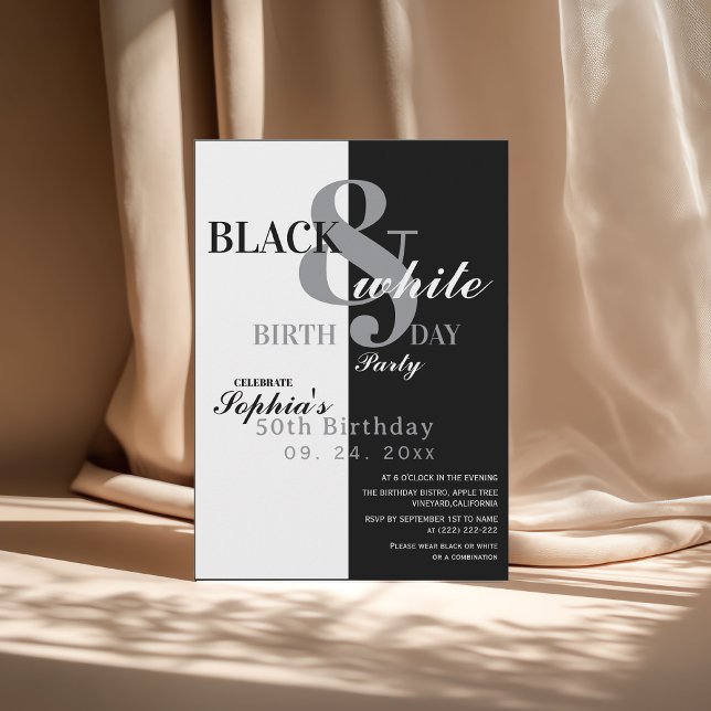 Elegant Black & White Birthday Party Invitation (Creator Uploaded)