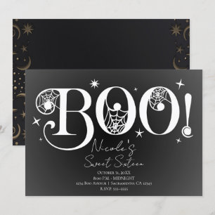 Elegant Black White BOO Magical Halloween Sweet 16 Invitation