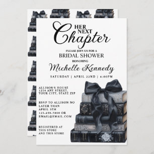 Elegant Black & White Book Themed Bridal Shower  Invitation