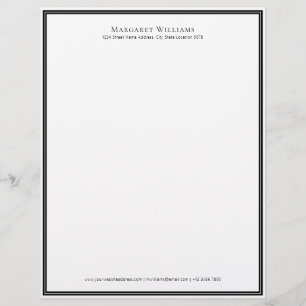Elegant Black White Border Office Professional Custom Letterhead