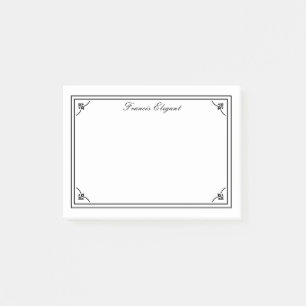 Elegant Black White Border Personalised Notes
